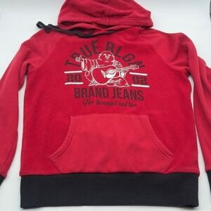 True Religion‎ Buddha Graphic Red Fleece Hoodie Mens Size Small